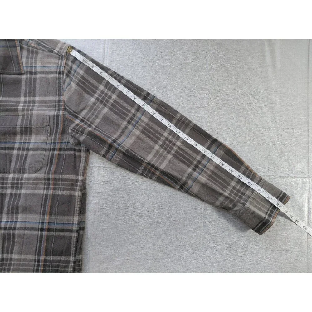 Eddie Bauer Plaid Flannel Button Up Shirt‎ Men's XXL Gray Lightweight Shacket